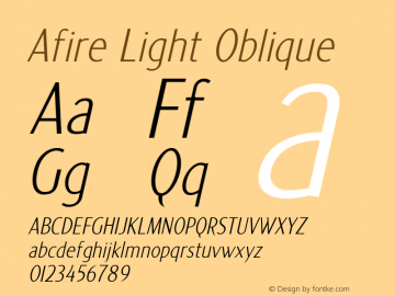 Afire Light Oblique 1.0 2020 Font Sample