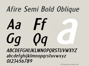 Afire Semi Bold Oblique 1.0 2020 Font Sample