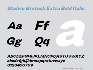 Stelvio Grotesk Extra Bold Italic Version 1.00 Font Sample