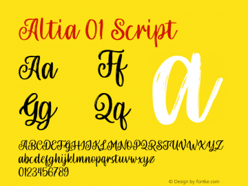 Altia 01 Script 1.000 Font Sample