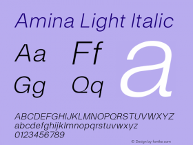 Amina Light Italic 1.000 Font Sample