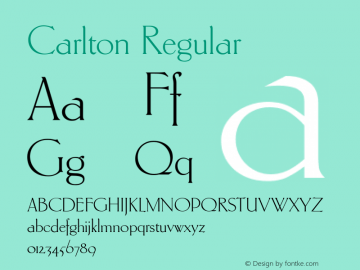 Carlton Regular Version 2.0 Font Sample