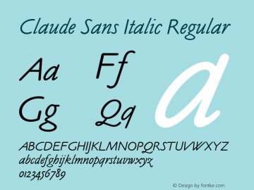 Claude Sans Italic Regular Version 2.0 Font Sample