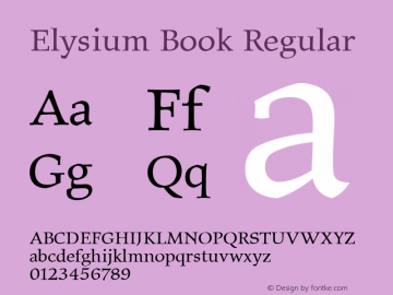 Elysium Book Regular Version 2.0 Font Sample