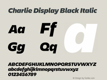 Charlie Display Black Italic Version 2.500 | wf-rip DC20180320 Font Sample