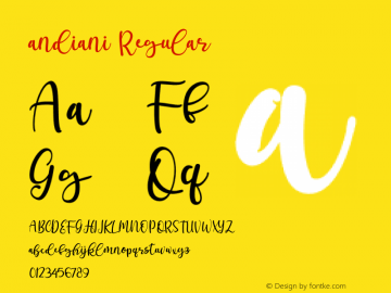 andiani Version 1.00;January 11, 2021;FontCreator 13.0.0.2683 64-bit Font Sample