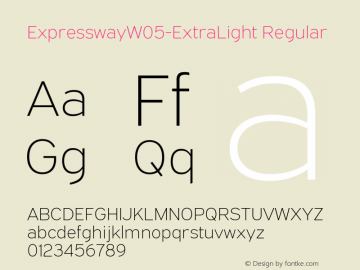 Expressway W05 ExtraLight Version 6.00 Font Sample