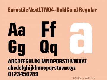 Eurostile Next LT W04 Bold Cond Version 1.10 Font Sample