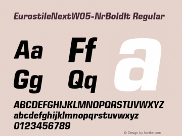 Eurostile Next W05 Nr Bold It Version 1.00 Font Sample