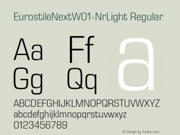 Eurostile Next W01 Narrow Light Version 1.00 Font Sample
