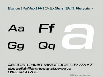 Eurostile Next W10 Ex SemiBd It Version 1.00 Font Sample