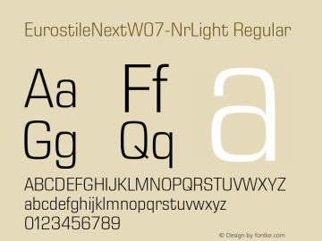 Eurostile Next W07 Narrow Light Version 1.00 Font Sample