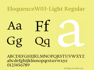 Eloquence W03 Light Version 1.00 Font Sample