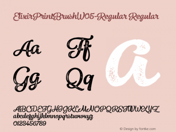 Elixir Print Brush W05 Regular Version 1.00 Font Sample