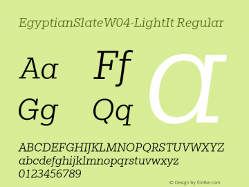 Egyptian Slate W04 Light Italic Version 1.00图片样张