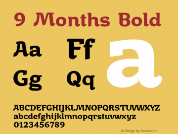 9 Months Bold 1.000 Font Sample