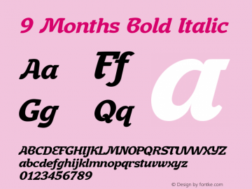 9 Months Bold Italic 1.000 Font Sample