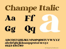 Champe Italic Version 1.00;December 1, 2020;FontCreator 12.0.0.2525 64-bit图片样张