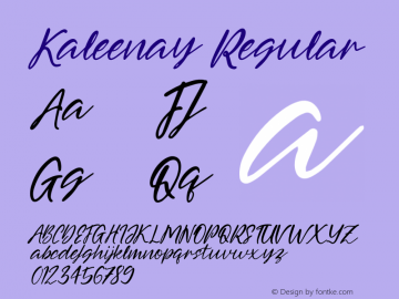 Kaleenay Version 1.000 Font Sample