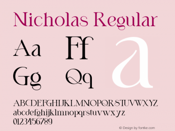 Nicholas Version 1.00;December 24, 2020;FontCreator 12.0.0.2567 64-bit图片样张