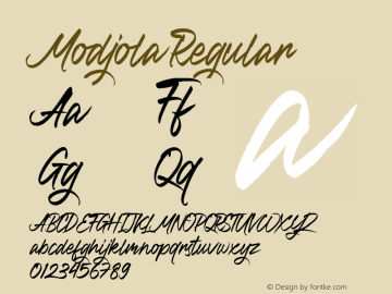 Modjola Version 1.00;January 3, 2021;FontCreator 11.5.0.2430 32-bit Font Sample
