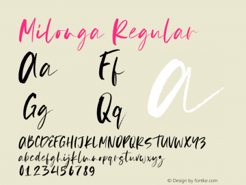 Milonga Regular Version 1.000;PS 001.000;hotconv 1.0.88;makeotf.lib2.5.64775 Font Sample