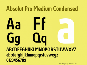 Absolut Pro Medium Condensed 3.007 Font Sample