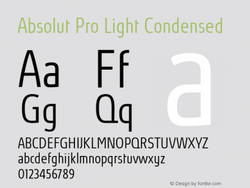 Absolut Pro Light Condensed 3.007 Font Sample