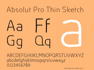 Absolut Pro Thin Sketch 1.005 Font Sample