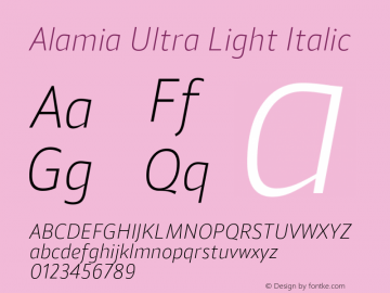 Alamia Ultra Light Italic 1.000图片样张