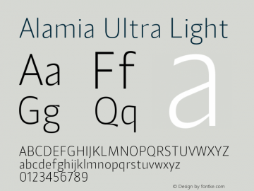 Alamia Ultra Light 1.000 Font Sample