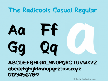 The Radicools Casual Regular Version 001.000 Font Sample