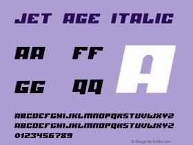 jet age Italic 2001; 1.1 Font Sample