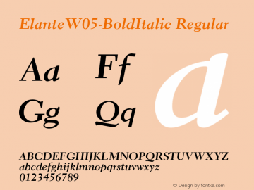 Elante W05 Bold Italic Version 1.00图片样张