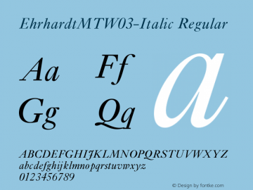 Ehrhardt MT W03 Italic Version 1.00 Font Sample