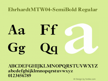 Ehrhardt MT W04 SemiBold Version 1.00 Font Sample