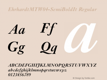 Ehrhardt MT W04 SemiBold Italic Version 1.00 Font Sample