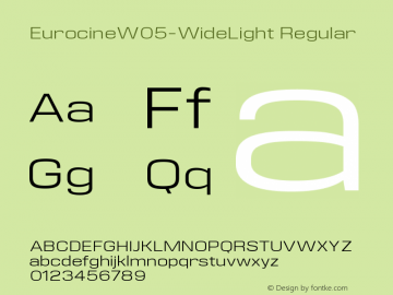 Eurocine W05 Wide Light Version 1.00 Font Sample