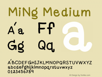 MiNg Version 001.000 Font Sample