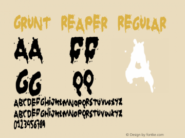 Grunt Reaper Regular 2001; second release Font Sample