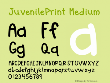 JuvenilePrint Version 001.000 Font Sample