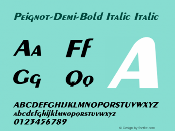 Peignot-Demi-Bold Italic Italic Unknown Font Sample