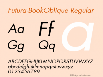 Futura-BookOblique Regular Unknown Font Sample