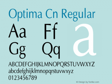 Optima Cn Regular Unknown Font Sample