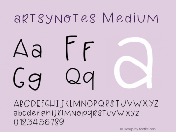 artsynotes Version 001.000 Font Sample