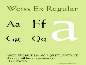 Weiss Ex Regular Unknown Font Sample