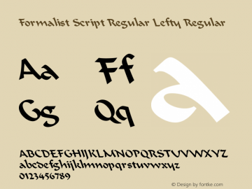 Formalist Script Regular Lefty Regular Unknown Font Sample