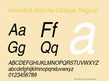 Helvetica-Narrow-Oblique Regular Unknown图片样张