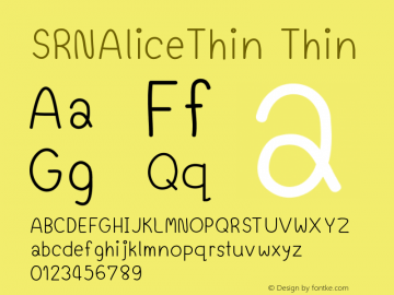 SRNAliceThin Version 001.000 Font Sample