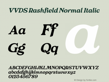 VVDS Rashfield Normal Italic Version 1.000 Font Sample
